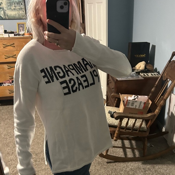 CHAMPAGNE PLEASE Long Sleeve Slit Sweater - Picture 7 of 10